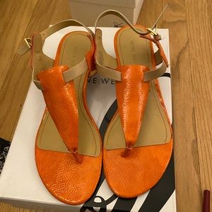 Nwot Nine West orange brand sandals. Size 7. One small imperfection in sandal